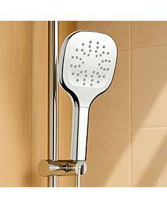 AquaCraft 120 Handbrause 120 mm eckig | Duschkopf mit 1 Strahlart Regenspray |  Wassersparend 6 L/min | Chrom Brausekopf Easy Clean | Standardanschluss | Duschbrause modern & pflegeleicht